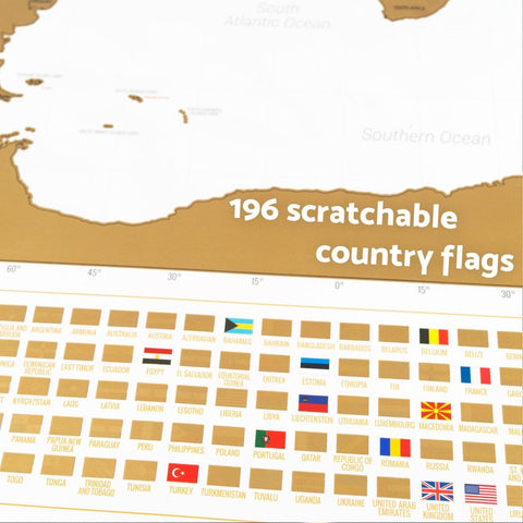 World (big) and USA (small) Scratch Maps Set (White)