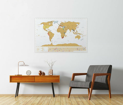 World (big) and USA (small) Scratch Maps Set (White)