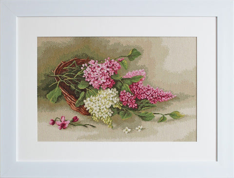 Basket with lilac SG493 - Cross Stitch Kit by Luca - s - Hobby.lt 🇬🇧