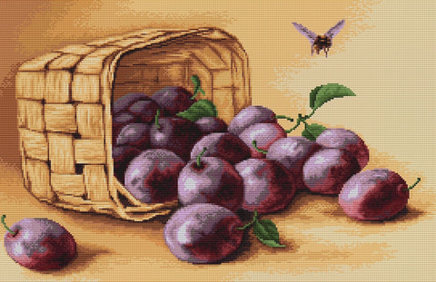 Basket with Plums SB496 - Cross Stitch Kit by Luca-s