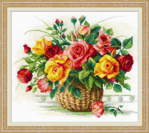 Basket With Roses cross stitch kit by RIOLIS Ref. no.: 1722 - Hobby.lt 🇬🇧