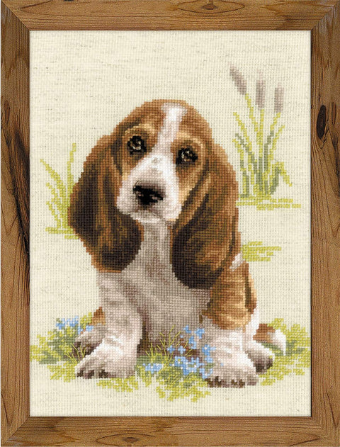 Basset Hound Puppy - Cross Stitch Kit from RIOLIS Ref. no.:1578 - Hobby.lt 🇬🇧