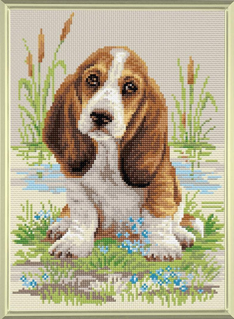 Basset Hound Puppy diamond mosaic kit by RIOLIS Ref. no.: AM0005 - Hobby.lt 🇬🇧