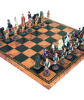 BATTLE OF TROY: Handpainted Chess Set with Old Map Style Leatherette Chessboard - Hobby.lt 🇬🇧