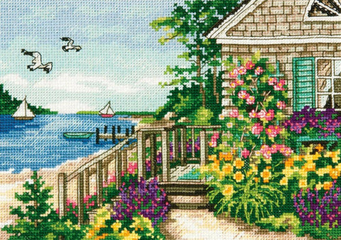Bayside Cottage (17.7 x 12.7 cm) - Cross Stitch Kit by DIMENSIONS - Hobby.lt 🇬🇧