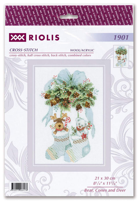 Bear & Cones & Deer cross stitch kit by RIOLIS Ref. no.: 1901