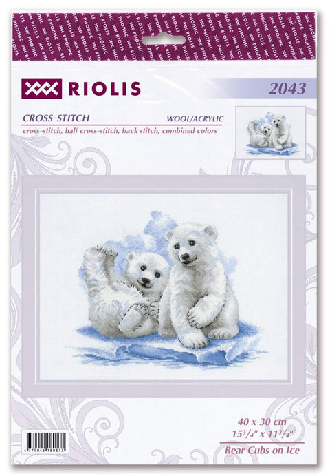 Bear Cubs on Ice. Cross Stitch kit by RIOLIS Ref. no.: 2043 - Hobby.lt 🇬🇧