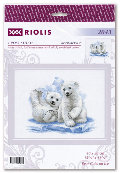 Bear Cubs on Ice. Cross Stitch kit by RIOLIS Ref. no.: 2043