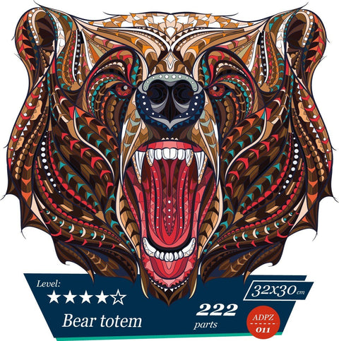 Bear totem - unique WOODEN puzzle 222 pcs - Hobby.lt 🇬🇧