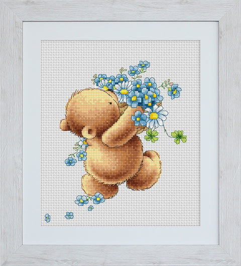 Bear with Forget-me-not Flowers SB1052 - Cross Stitch Kit by Luca-s