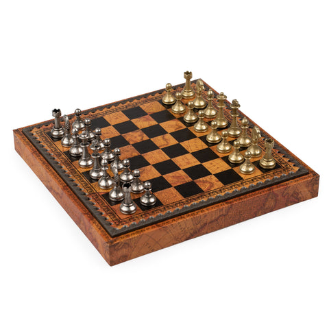 Beautiful Chess Pieces with Leatherlike MAP Chess Board N035