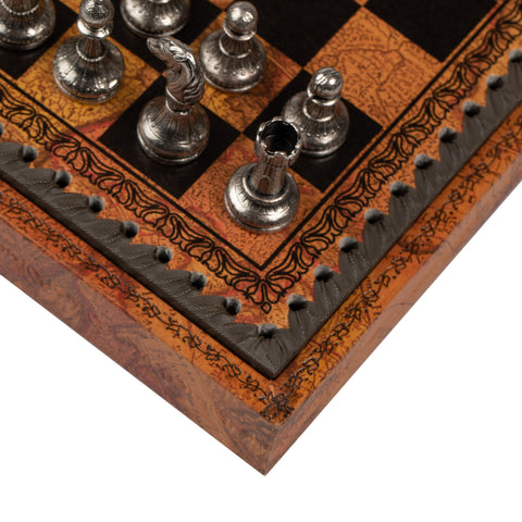 Beautiful Chess Pieces with Leatherlike MAP Chess Board N035