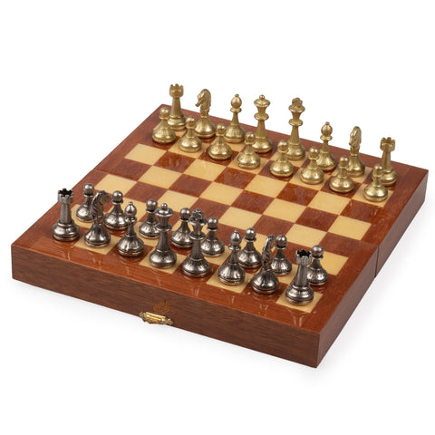 Beautiful Chess Set With Georgeous Mahogany Carrying case/board