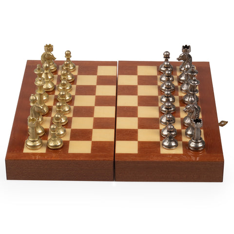 Beautiful Chess Set With Georgeous Mahogany Carrying case/board