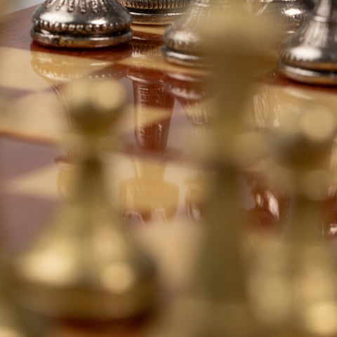 Beautiful Chess Set With Georgeous Mahogany Carrying case/board