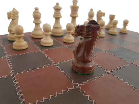 Beautiful Classic CHESS SET with Genuine Leather Chess Board