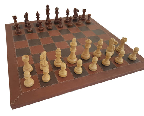 Beautiful Classic CHESS SET with Handmade Genuine Leather Chess Board - Hobby.lt 🇬🇧