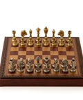 Beautiful Metal Chess Set with Leatherette Chessboard in Burgundy Colour - Hobby.lt 🇬🇧