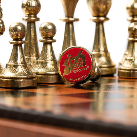 Beautiful Metal Chess Set with Leatherlike Board/Box + CHECKER Set