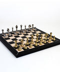 Beautiful Metal Chess Set with Real Leather Chessboard - Hobby.lt 🇬🇧