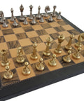 Beautiful Metal Chess Set with Real Leather Chessboard - Hobby.lt 🇬🇧