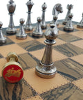 Beautiful Metal Chess Set with Real Leather Chessboard - Hobby.lt 🇬🇧