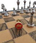 Beautiful Metal Chess Set with Real Leather Chessboard - Hobby.lt 🇬🇧