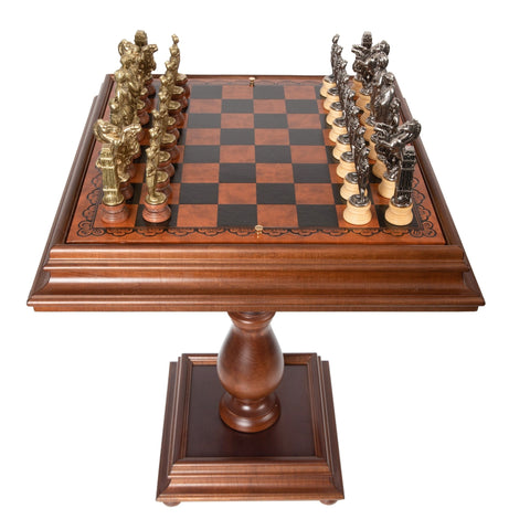 Beautiful Wooden Chess Table with Leather - Like Top - Hobby.lt 🇬🇧