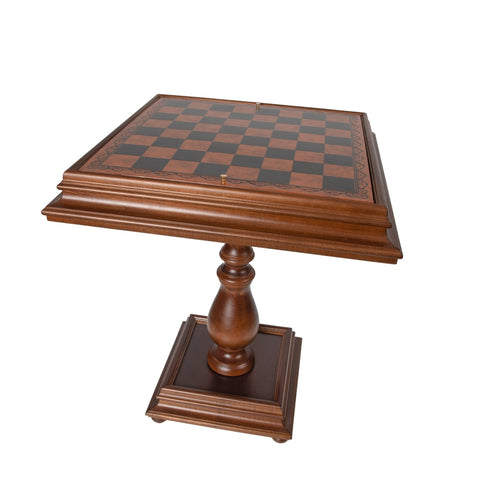 Beautiful Wooden Chess Table with Leather - Like Top - Hobby.lt 🇬🇧