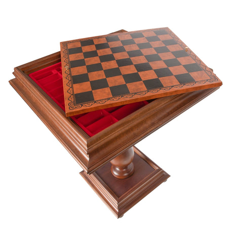 Beautiful Wooden Chess Table with Leather - Like Top - Hobby.lt 🇬🇧