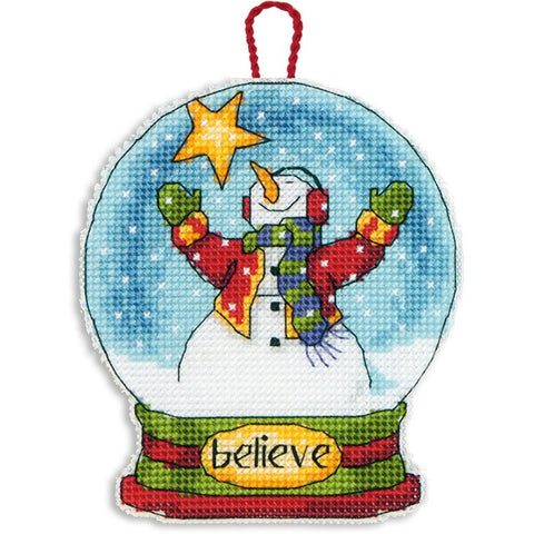 Believe Snow Globe Ornament (9.5 x 11.4 cm) - Cross Stitch Kit by DIMENSIONS