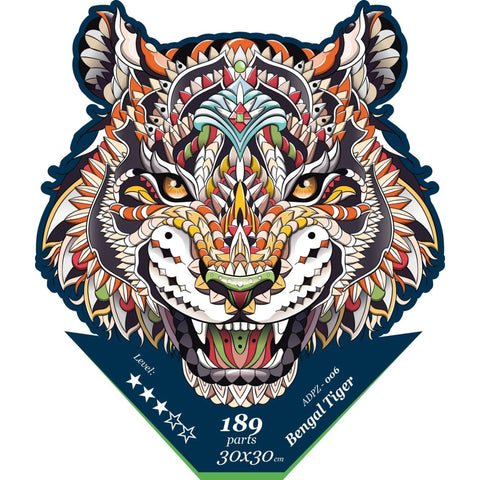 Bengal tiger - unique WOODEN puzzle 189 pcs
