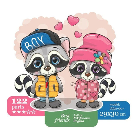 Best friends - unique WOODEN puzzle 122 pcs