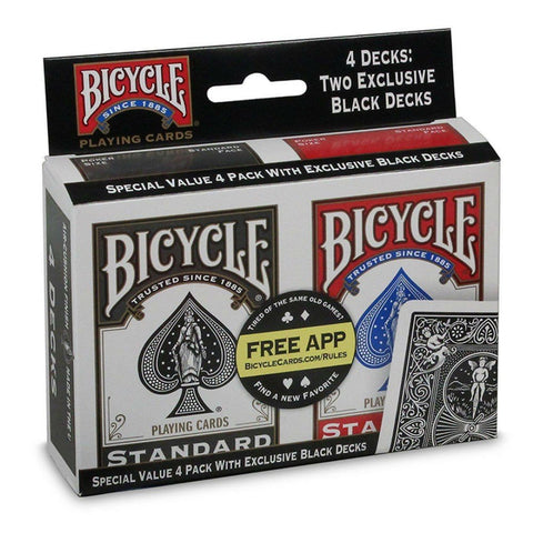 Bicycle Rider Standard four decks Black and red - Hobby.lt 🇬🇧