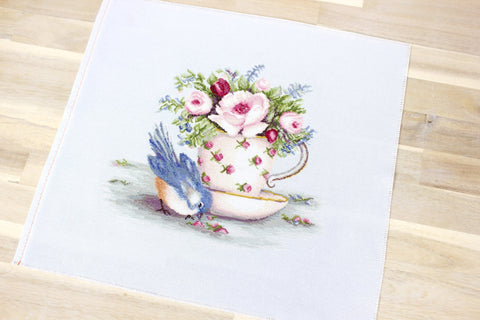 Bird and Teacup SBA2324 - Cross Stitch Kit - Hobby.lt 🇬🇧