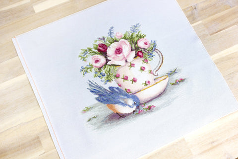 Bird and Teacup SBA2324 - Cross Stitch Kit - Hobby.lt 🇬🇧