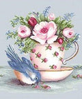 Bird and Teacup SBA2324 - Cross Stitch Kit - Hobby.lt 🇬🇧