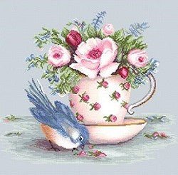 Bird and Teacup SBA2324 - Cross Stitch Kit - Hobby.lt 🇬🇧