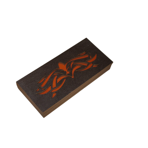 Wooden Bead Storage Box with Orange Pattern, Single Level, Plywood, 6 x 13.5 x 1.2 cm, Kind Fox by Wizardi
