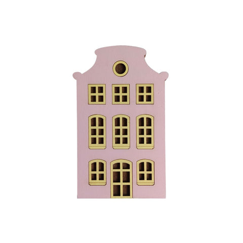 Wooden Bead Organizer Box with Pink House Motif, Kind Fox by Wizardi, 11 × 17.5 × 1.2 cm, Jewelry Storage Case