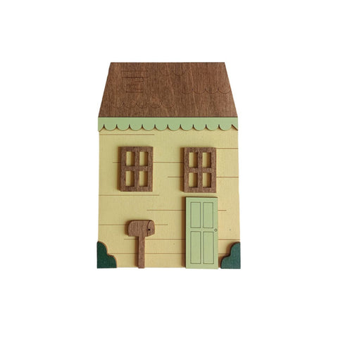Wooden Bead Organizer with Shelves, Yellow House Design, 11 × 16 cm, 3 mm Plywood, Kind Fox by Wizardi