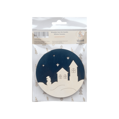 Bead Storage Organizer “Winter Houses,” 3mm Plywood, 10x10x1.2 cm, Kind Fox by Wizardi