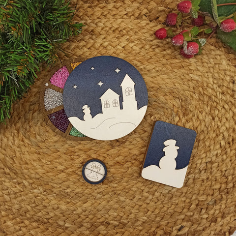 Bead Storage Organizer “Winter Houses,” 3mm Plywood, 10x10x1.2 cm, Kind Fox by Wizardi