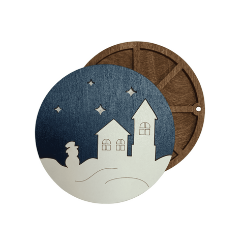Bead Storage Organizer “Winter Houses,” 3mm Plywood, 10x10x1.2 cm, Kind Fox by Wizardi
