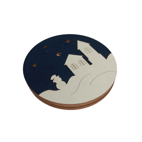 Bead Storage Organizer “Winter Houses,” 3mm Plywood, 10x10x1.2 cm, Kind Fox by Wizardi