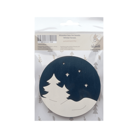 Bead Storage Box with Winter Forest Design, 3 mm Plywood, 10 x 10 x 1.2 cm, Kind Fox by Wizardi
