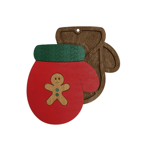 Bead Organizer Box, Christmas Mitten Shape, 3 mm Plywood, 9 x 10 x 1.2 cm, Kind Fox by Wizardi, Craft Storage