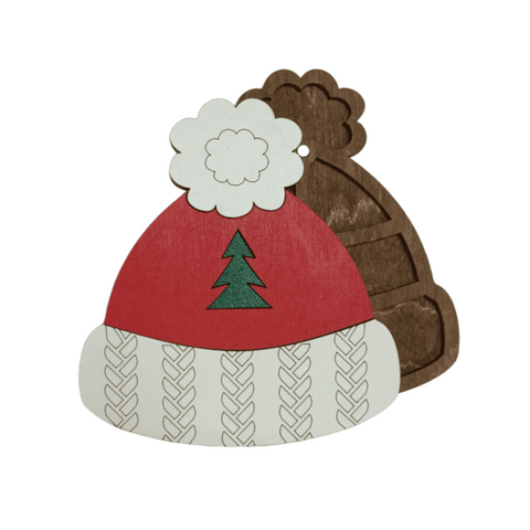 Christmas Hat Bead Organizer, 3 mm Plywood, Compartment Storage for Beads and Embroidery Supplies, 10 x 11 x 1.2 cm, Kind Fox