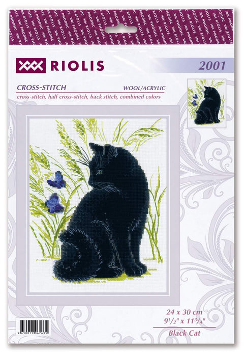 Black Cat. Cross Stitch kit by RIOLIS Ref. no.: 2001 - Hobby.lt 🇬🇧