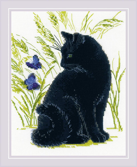 Black Cat. Cross Stitch kit by RIOLIS Ref. no.: 2001 - Hobby.lt 🇬🇧